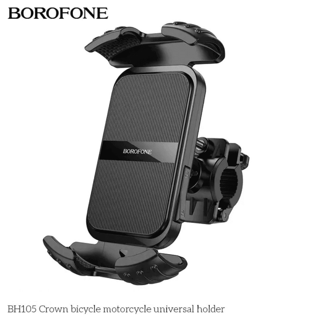 Borofone BH105 Bicycle & Motorcycle Motorbike Cycling Bike Scooter 360° Rotating Universal Mobile Phone Holder Mount Bracke Solid Grip Firmly Lockedt
