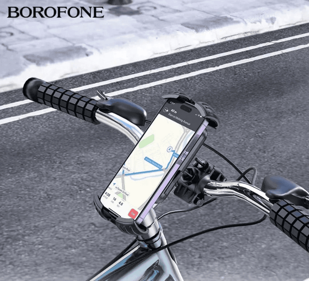 Borofone BH105 Bicycle & Motorcycle Motorbike Cycling Bike Scooter 360° Rotating Universal Mobile Phone Holder Mount Bracke Solid Grip Firmly Lockedt