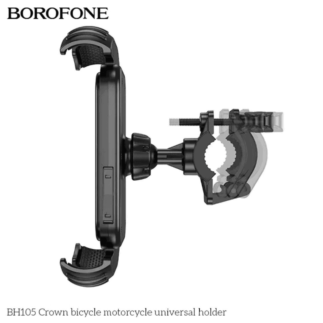 Borofone BH105 Bicycle & Motorcycle Motorbike Cycling Bike Scooter 360° Rotating Universal Mobile Phone Holder Mount Bracke Solid Grip Firmly Lockedt