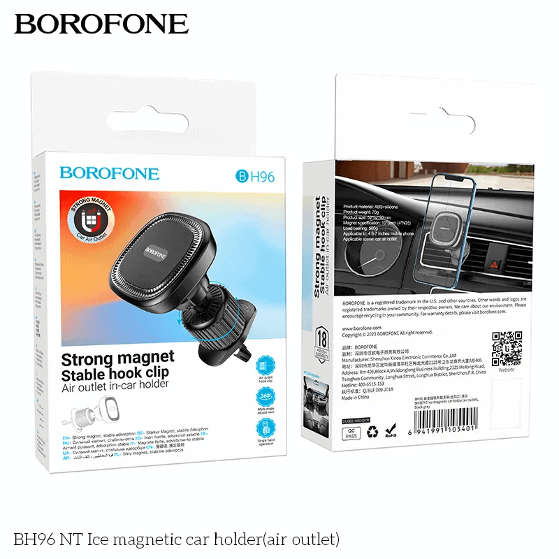 BOROFONE BH96 NT 360-degree Rotating Air Outlet Magnetic Air Vent Car Mobile Phone Holder for 4.5-7 inch iPhone Samsung Google Nokia Oppo Motorola