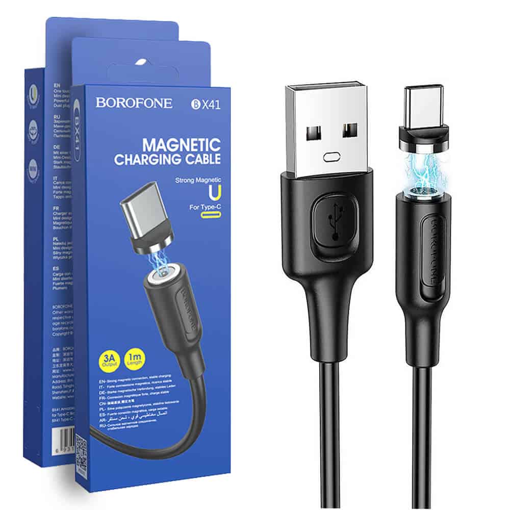 Borofone [BX41] 1M 3A USB to USB Type C Magnetic Fast Charging Charger Cable Cord For Samsung Galaxy, Google Pixel, Oppo, Nokia, Motorola, Xiaomi