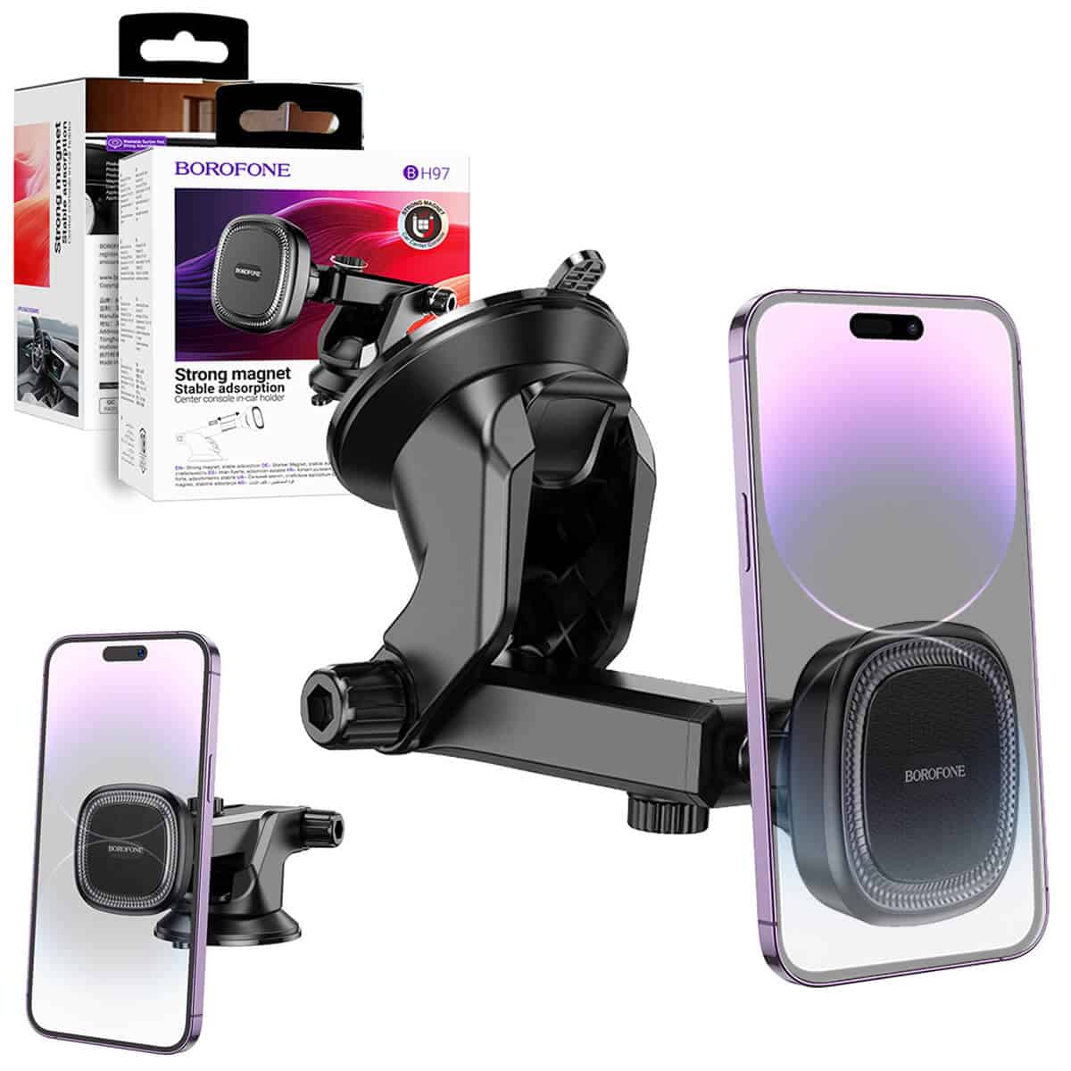 Borofone BH97 Strong Magnetic With Suction Centre Console Windshield /Dashboard Car Mobile Phone Holder For iPhone /Samsung/Oppo/Nokia/Moto/Google
