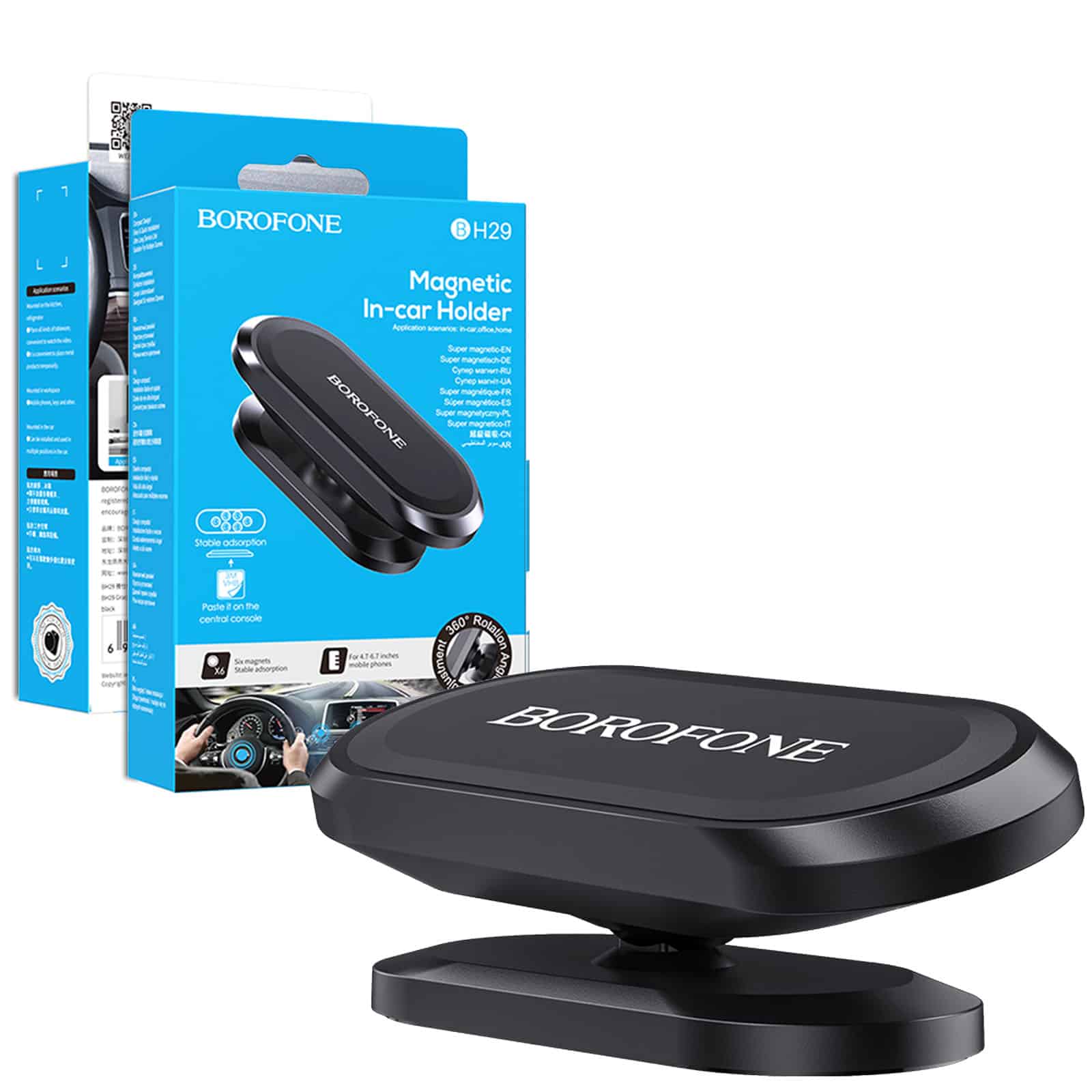 Borofone BH29 Strong 8x N52 Magnetic Dashboard Central Console 360 Degree Rotation Car Mount Mobile Phone Holder For All Universal Mobile Phone
