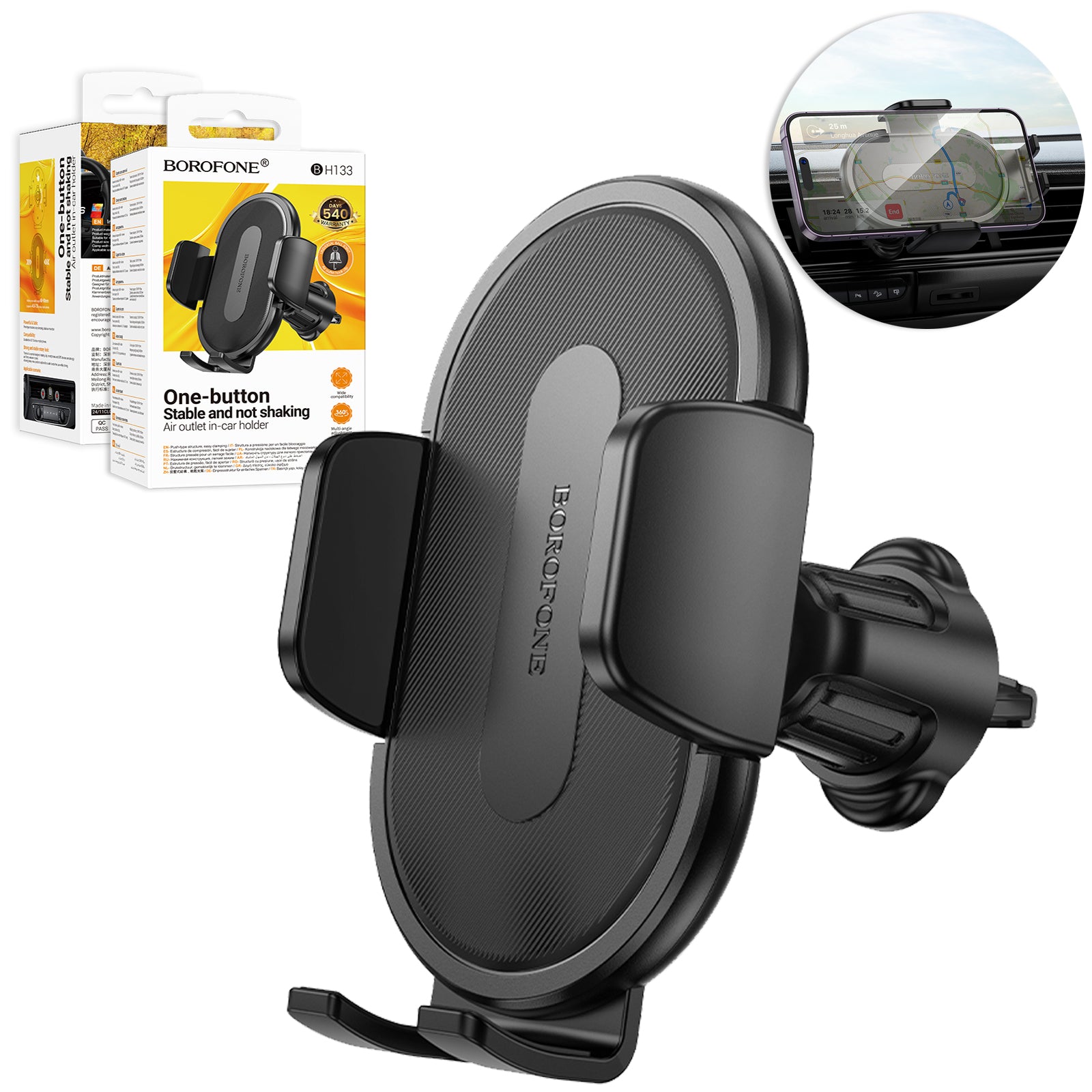 Borofone BH133 Push Type Air Vent Car Mount Mobile Phone Holder for 4.5 inch to 7.0 inch