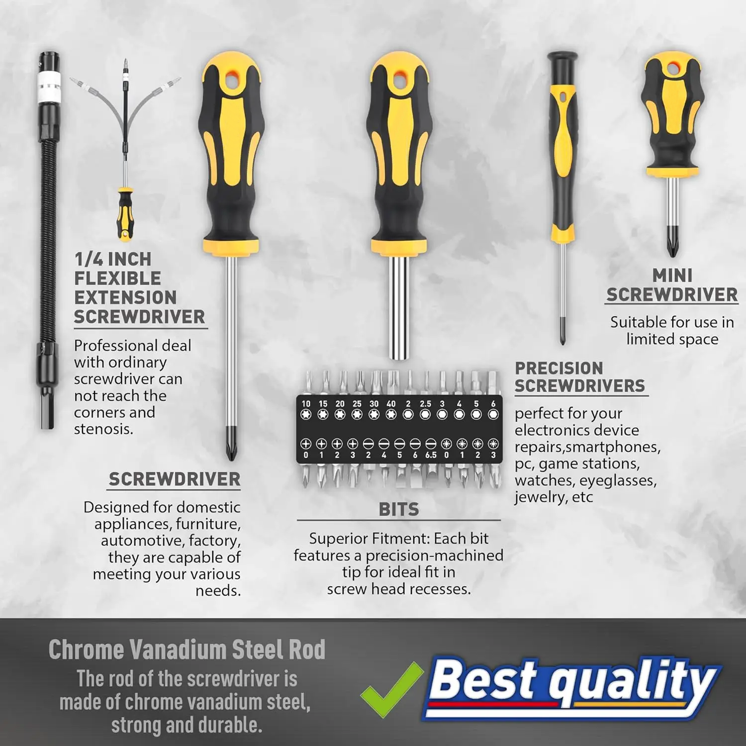 43 Pieces Magnetic Screwdrivers Set with Storage Box, Includes Slotted, Phillips, Hex, Posidrive, Trox, Magnetizer Demagnetizer Tools Set Household Home Repair Kit