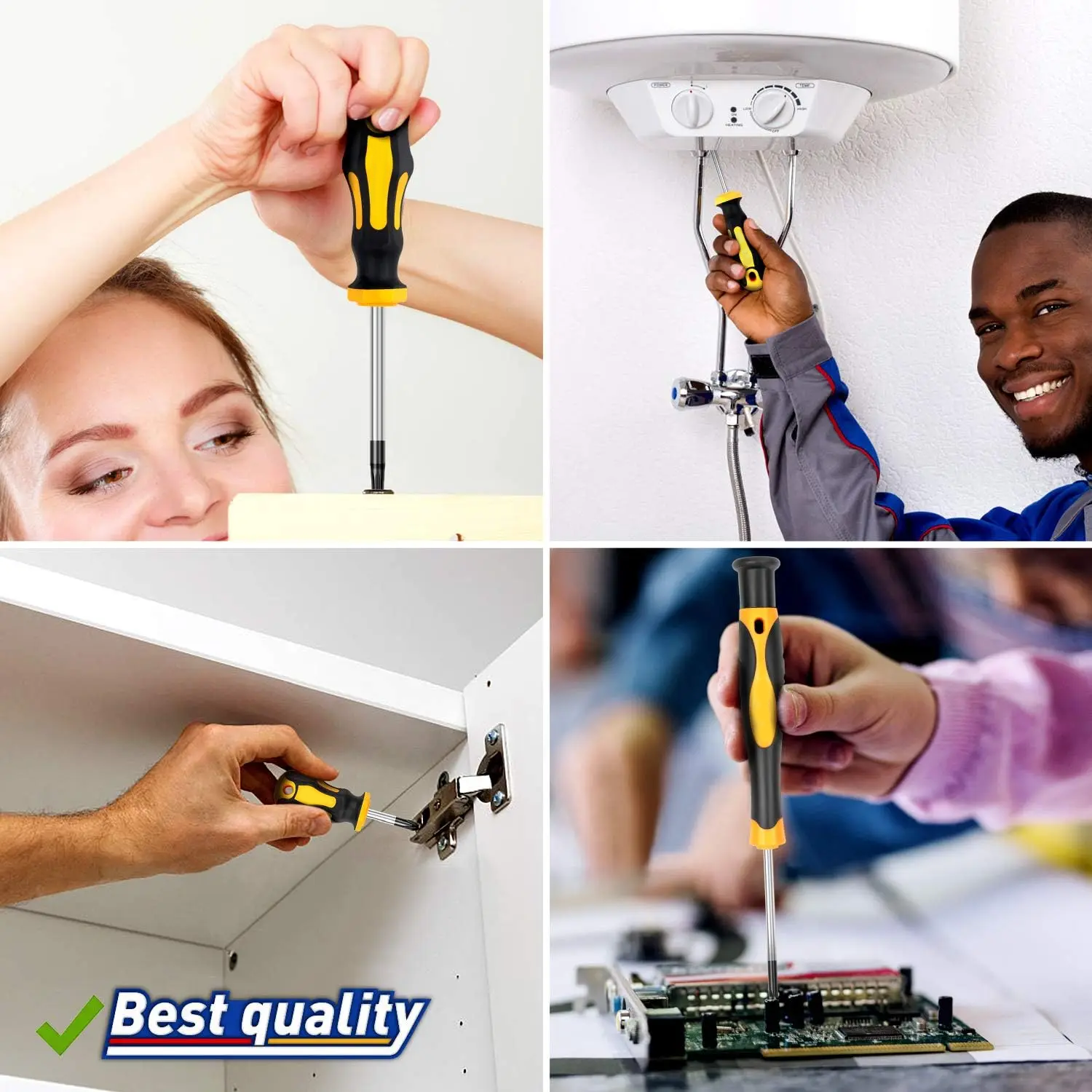 43 Pieces Magnetic Screwdrivers Set with Storage Box, Includes Slotted, Phillips, Hex, Posidrive, Trox, Magnetizer Demagnetizer Tools Set Household Home Repair Kit