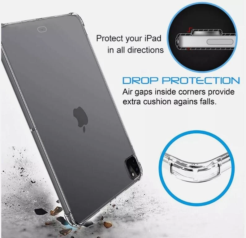 Apple iPad 9th /8th /7th Gen 10.2 inch 2021 /2020 /2019 Clear Case Shockproof Heavy Duty Gel Clear Air Cushion Cover
