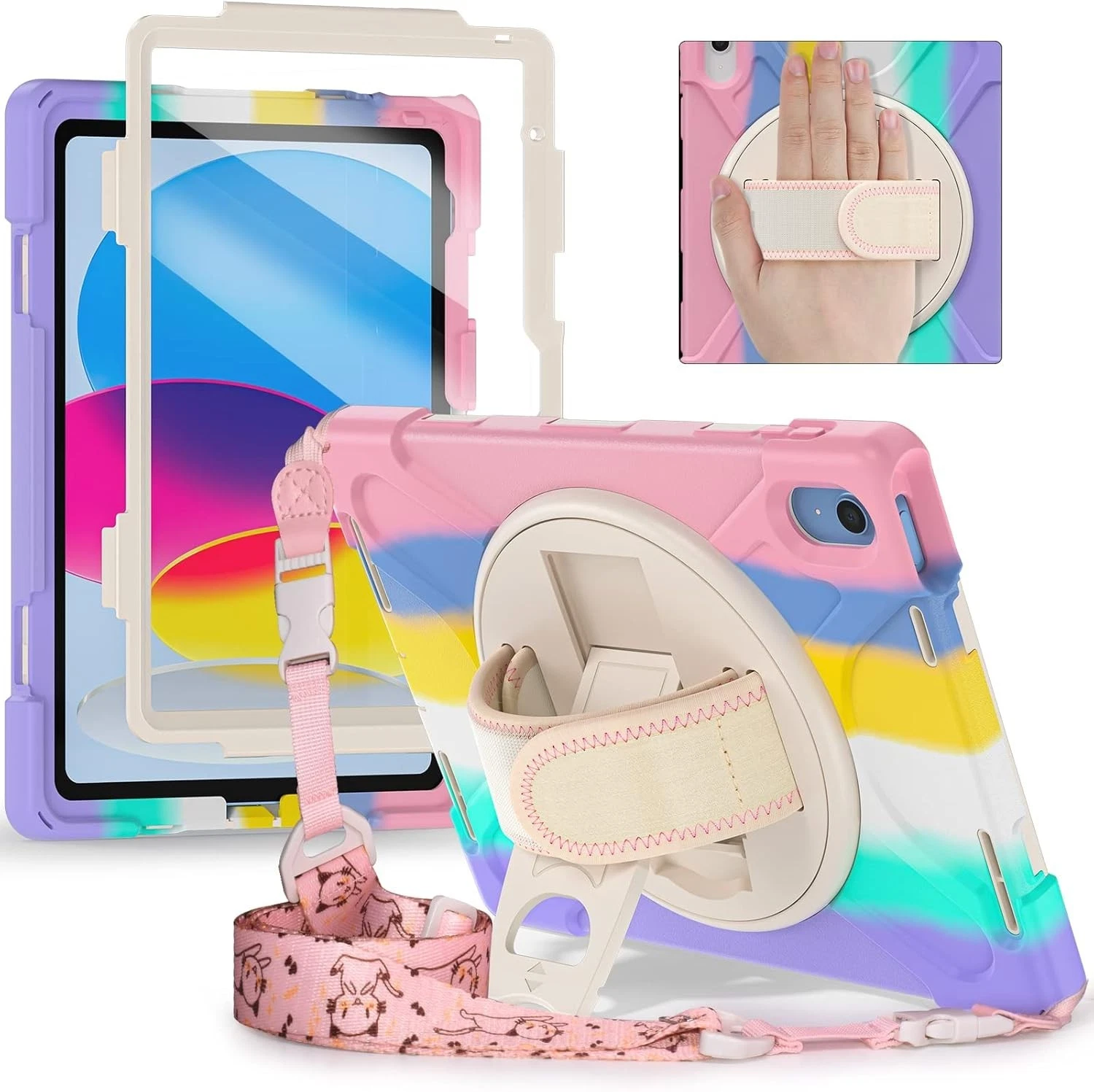 For Apple iPad 11th 10th 9th 7th 6th Military Grade Rotating Case TPU Shockproof Multi-Layer Protective Kickstand Cover