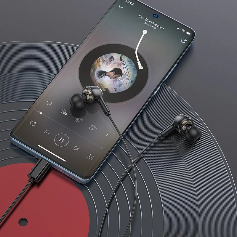 BOROFONE BM100 USB Type C Wire Controlled Digital Earphones Headphone With Microphone Supports Calls Audio Plug Wired Headset