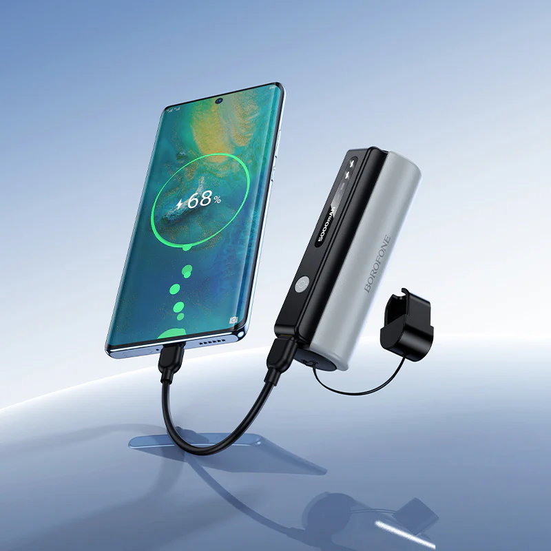 Borofone BJ87 5000mAh Power Bank with Built-in Cable & Flashlight USB-C Fast Charging Portable Mini Charger