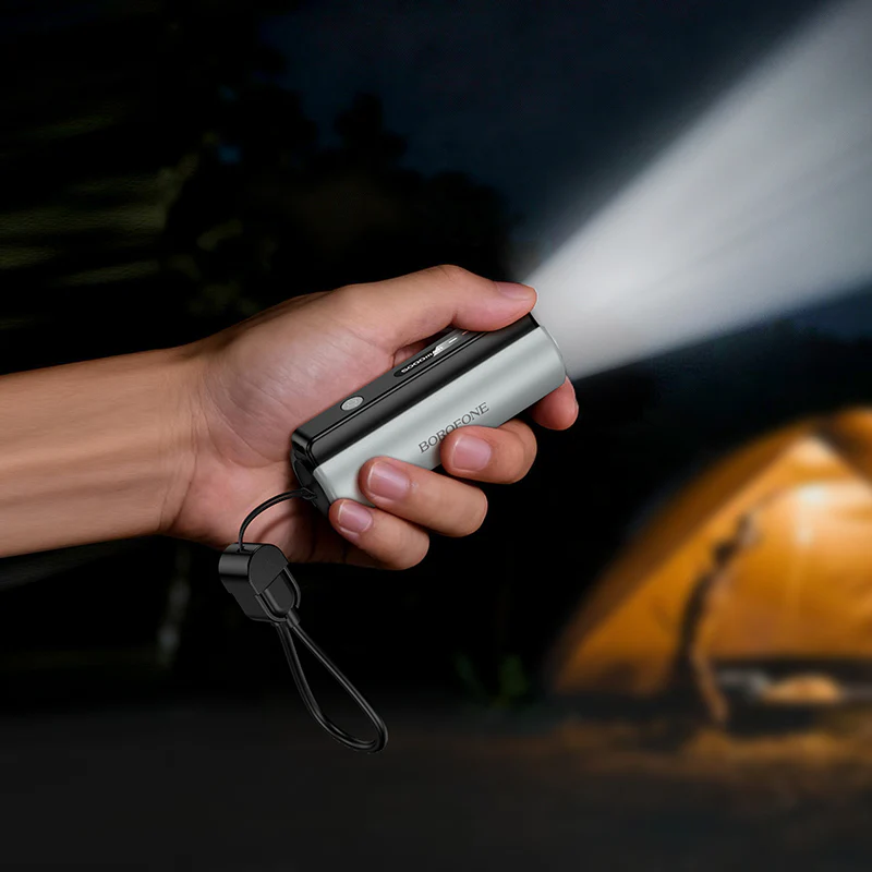 Borofone BJ87 5000mAh Power Bank with Built-in Cable & Flashlight USB-C Fast Charging Portable Mini Charger