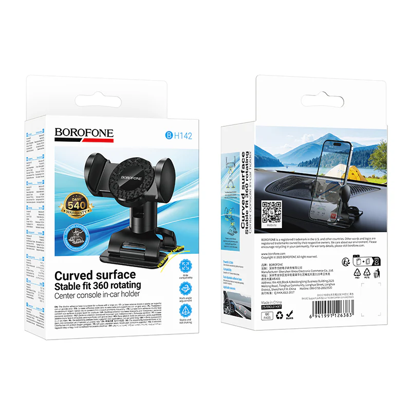 Borofone BH142 360 Degree Rotating For Curved Dashboard Surface Car Mount Mobile Phone Holder For Dashboard Stable Grip Universal Fit