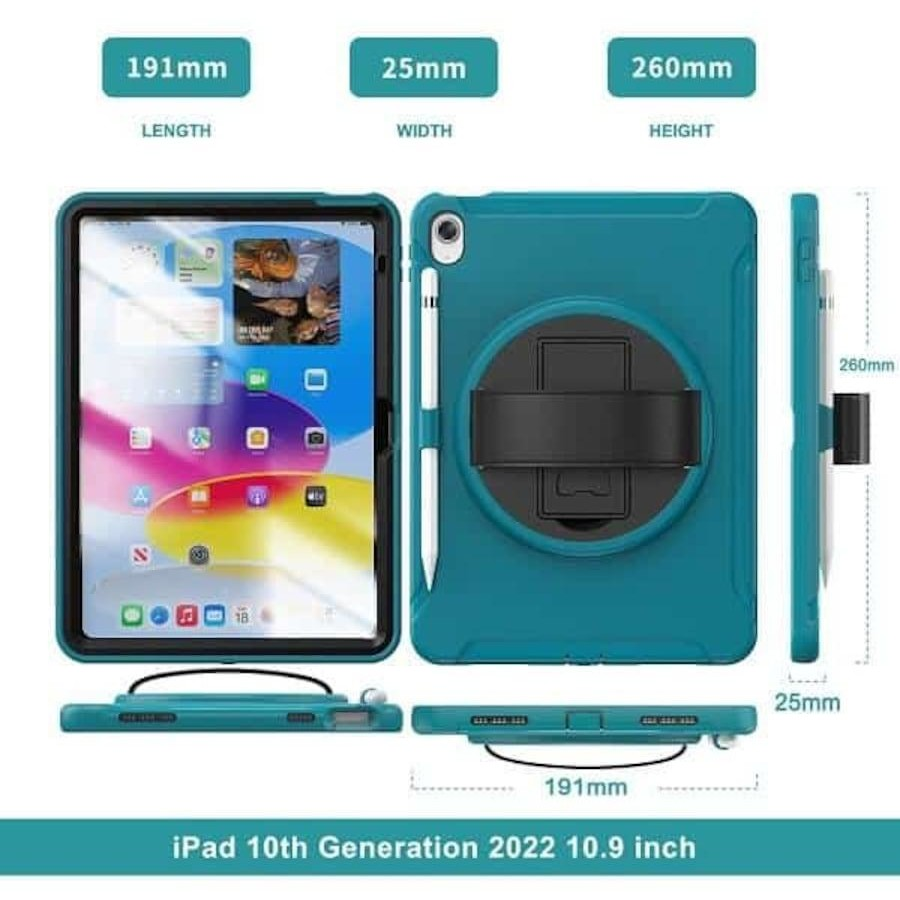 Apple iPad 9th /8th /7th Gen 10.2 inch 2021 /2020 /2019 Military Grade Rotating Case TPU Shockproof Multi-Layer Protective Kickstand Cover