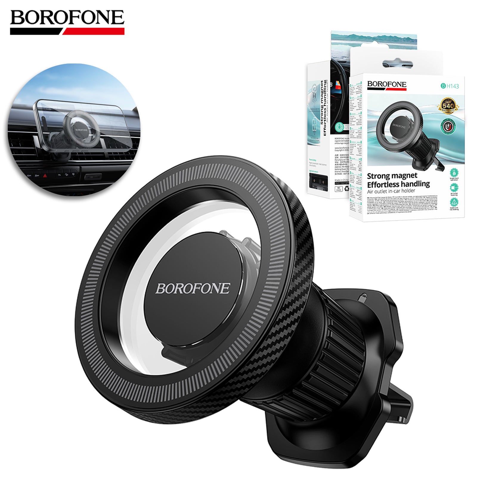 BOROFONE BH143 MagSafe Magnetic Air vent Car Mount Mobile Phone Holder for iPhone & Smartphones ( Universal Compatibility)