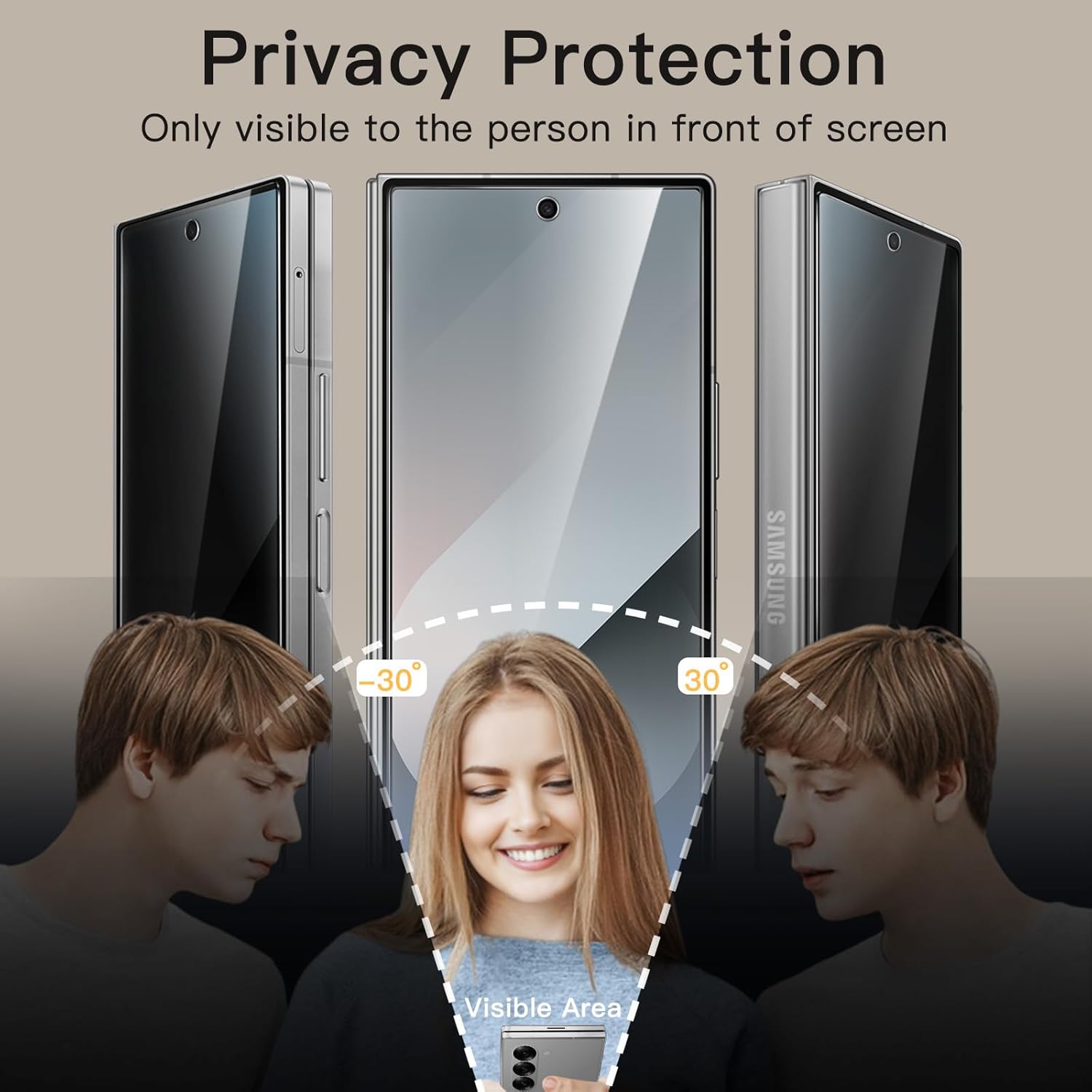 [2 Pack] For Samsung Galaxy Z Fold 7 5G SupRShield Anti Spy Privacy Tempered Glass LCD Screen Protector Film Guard