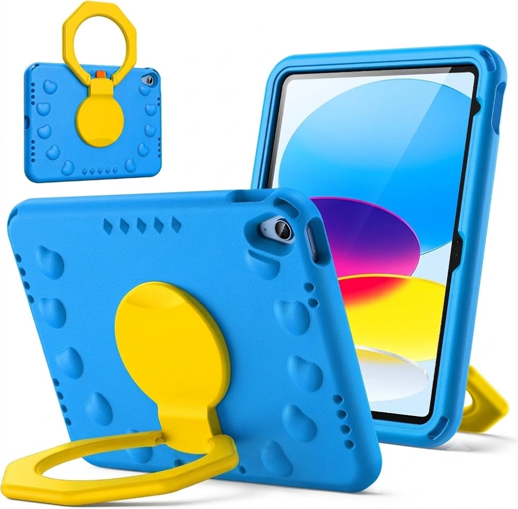 For Apple iPad 10th Gen 10.9 inch 2022/ 11th Gen (A16) 2025 Military Grade Rotating Case TPU Shockproof Multi-Layer Protective Kickstand Cover (Blue)