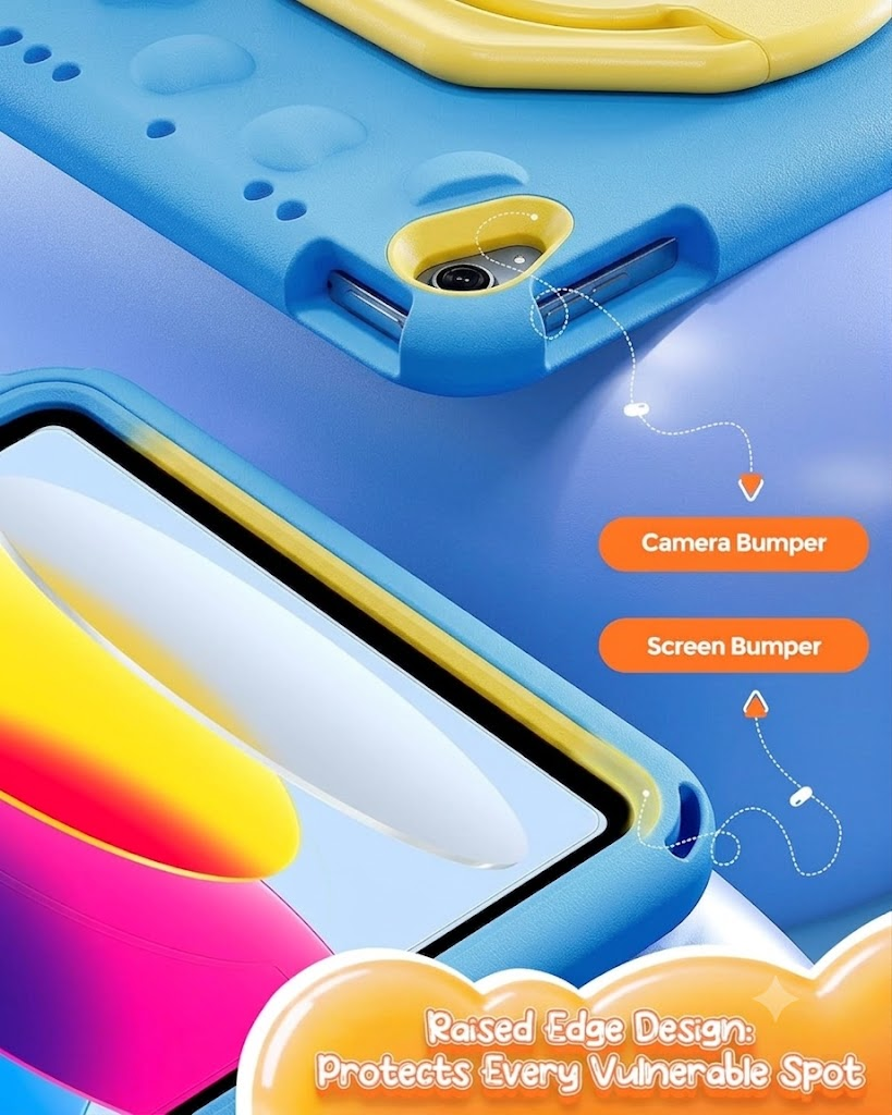 For Apple iPad 10th Gen 10.9 inch 2022/ 11th Gen (A16) 2025 Military Grade Rotating Case TPU Shockproof Multi-Layer Protective Kickstand Cover (Blue)