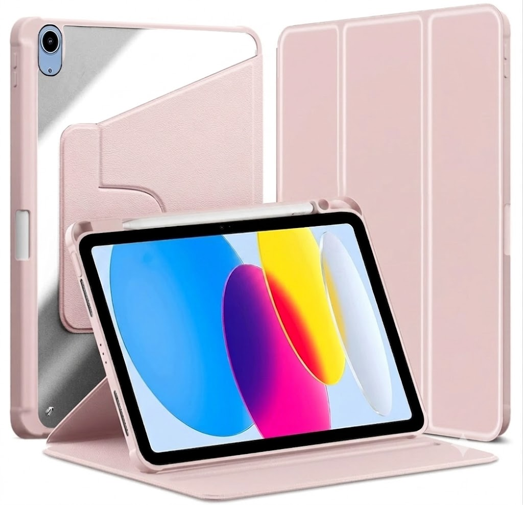 For Apple iPad 11th 10th Gen Case With Pencil Holder Rotaing Folio Leather Shockproof Stand Cover