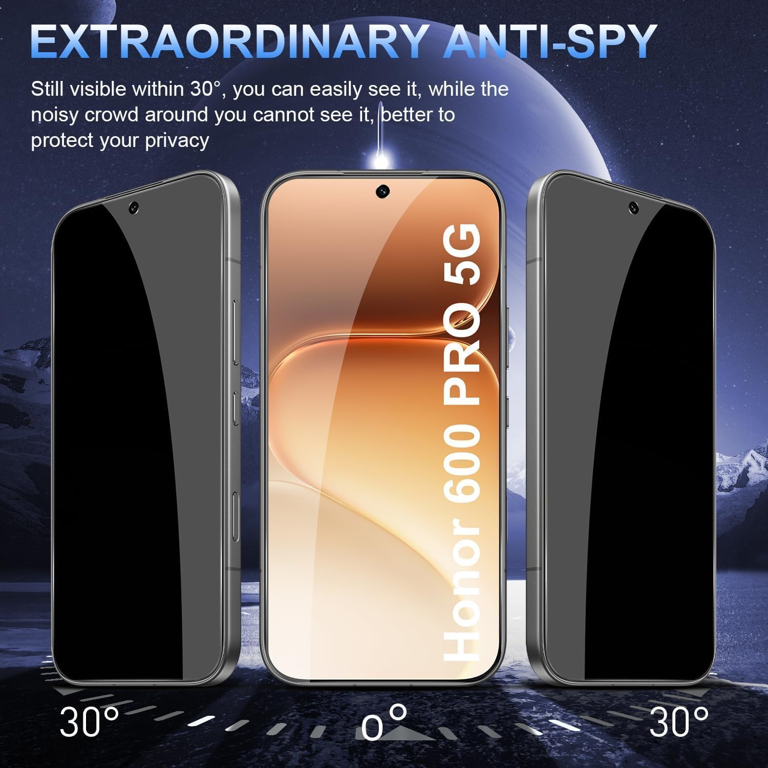 [2 Pack] For Honor 600 5G Anti Spy Privacy Tempered Glass LCD Screen Protector Film Guard