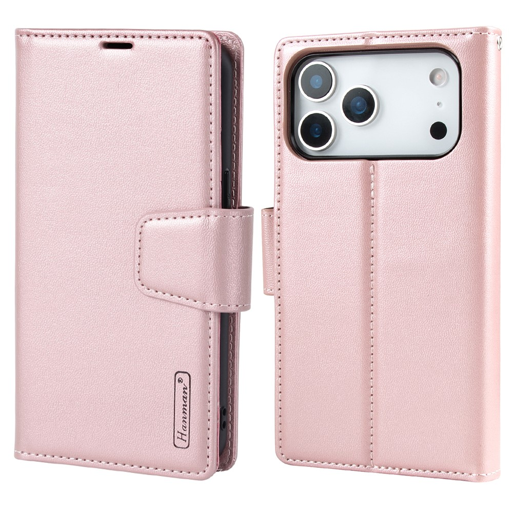 For Apple iPhone 18 17 Pro Max Air Genuine Hanman 2 in 1 Detachable Magnetic Flip Leather Wallet Cover Case