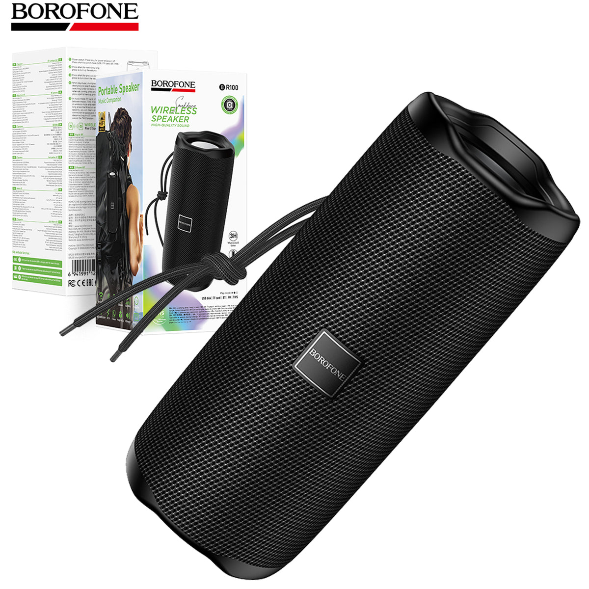 BOROFONE BR100 Bluetooth 6.0 TWS 1200mAh Portable Wireless Speaker 10W Stereo FM Radio USB TF Card