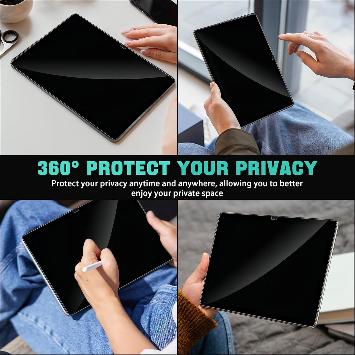 [2 Pack ] For Samsung Galaxy Tab S7 / S8 / S9 / S9FE / S10FE / S10 Lite/S10 FE Plus Privacy Tempered Glass LCD Screen Protector Film Guard