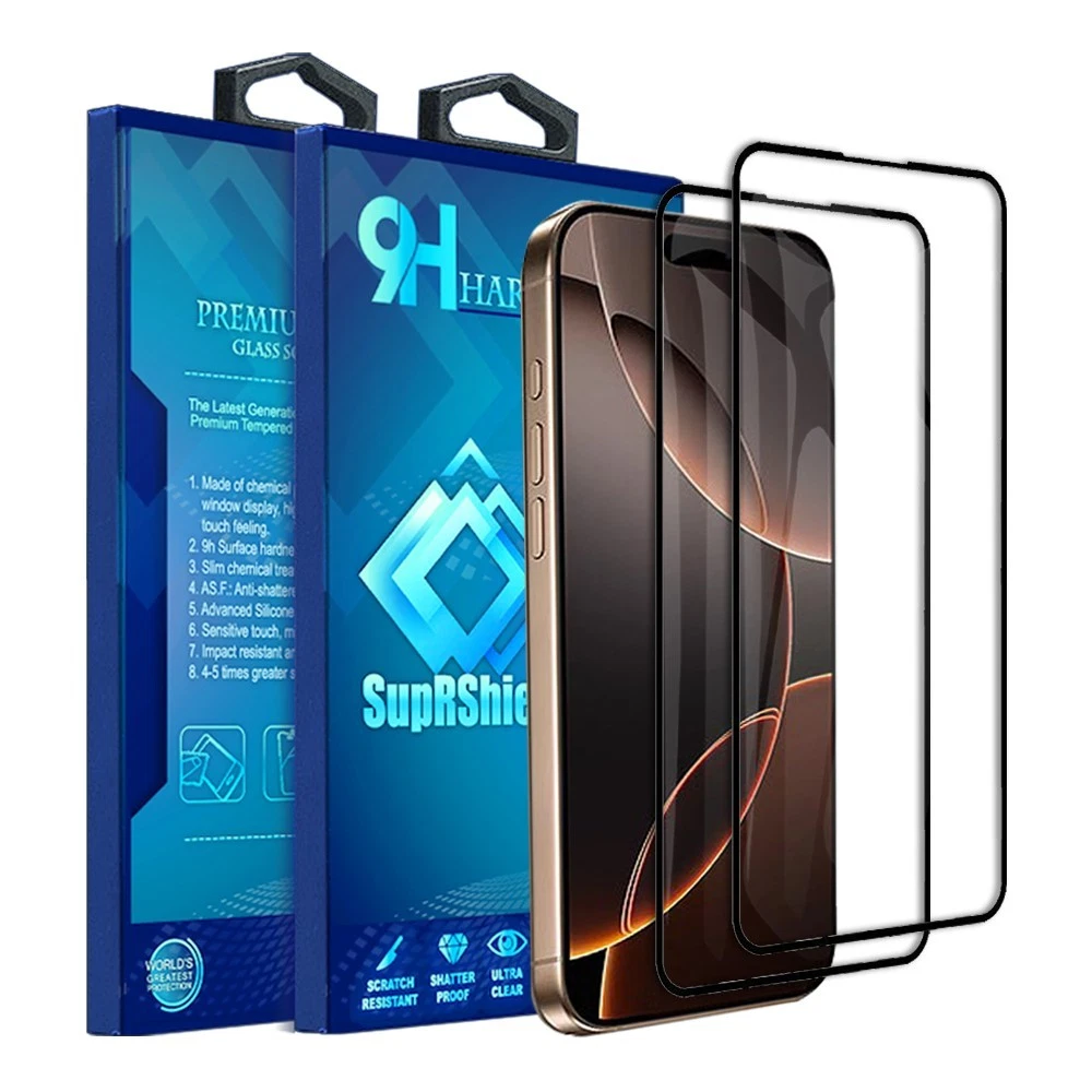 [2 Pack] For Apple iPhone 18 Pro | 18 Pro Max Duo SupRShield Tempered Glass Screen Protector Film Guard (Black Edge)