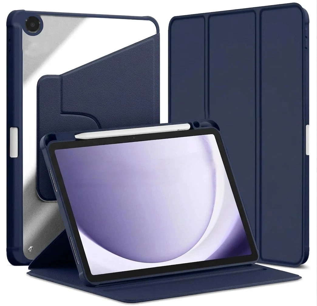 For Samsung Galaxy Tab A11/ A9 Case With Pencil Holder Rotaing Folio Leather Stand Cover
