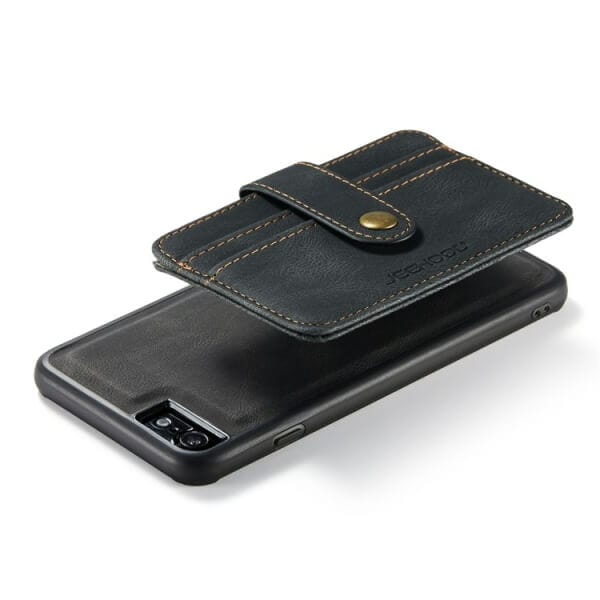 JEEHOOD For Apple iPhone SE 2020 SE 2022 7 8 Wallet Leather Case with Detachable Ultra Slim RFID Blocking Back Card Holder (Black)