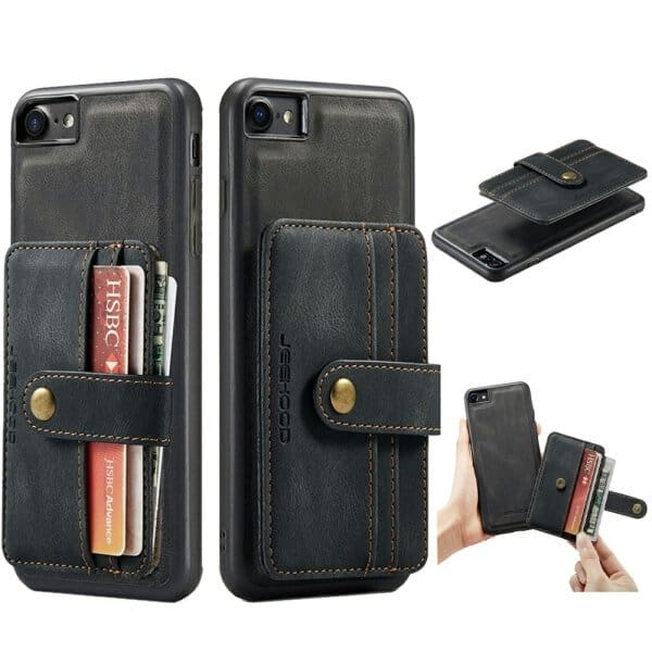 JEEHOOD For Apple iPhone SE 2020 /SE 2022/ 7/ 8 Wallet Leather Case with Detachable Ultra Slim RFID Blocking Back Card Holder