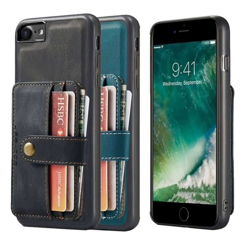 JEEHOOD For Apple iPhone SE 2020 SE 2022 7 8 Wallet Leather Case with Detachable Ultra Slim RFID Blocking Back Card Holder