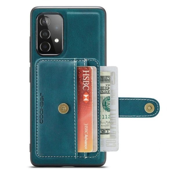 JEEHOOD For Samsung Galaxy A73 5G Wallet Leather Case with Detachable Ultra Slim RFID Blocking Back Card Holder (Teal Blue)