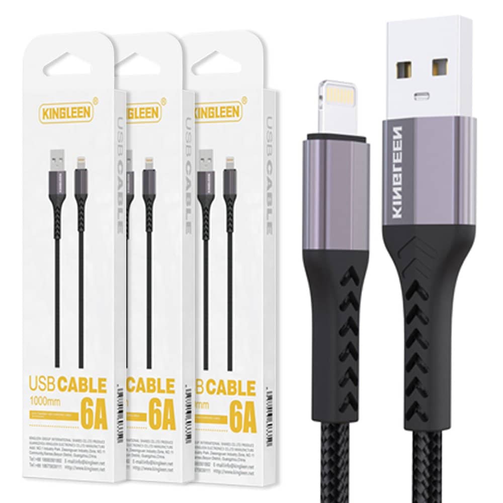 KINGLEEN (K68) 1M 6A Fast Charging High Quality Lightning Data Sync Cable Cord For Apple iPhone iPad iPod