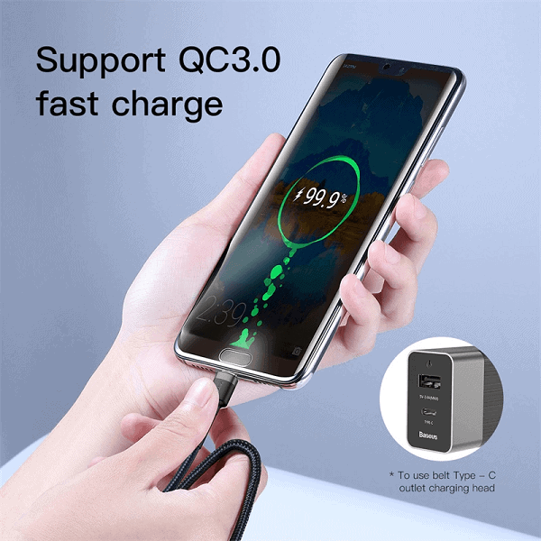 Baseus PD USB Type C to Lightning Cable Fast Charging Cable Data M-M Charger Cable Support PD & QC Fast Charging Cable Cord (1 Meter, Red Head+Black) X2