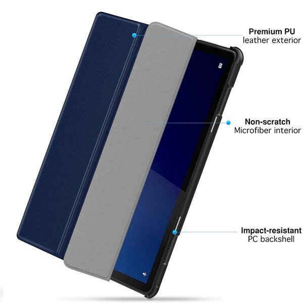 Lenovo Tab P11 (11 inch) Folio Leather Cover Smart Magnetic Soft Flexible Case (Navy Blue) 2