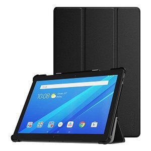 Lenovo Tab P10 10.1 inch Folio Leather Cover Smart Magnetic Soft Flexible Case (Black)