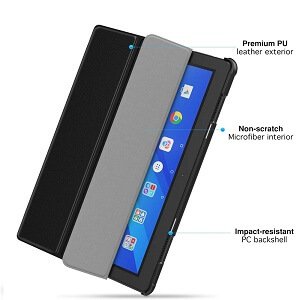 Lenovo Tab P10 10.1 inch Folio Leather Cover Smart Magnetic Soft Flexible Case (Black)