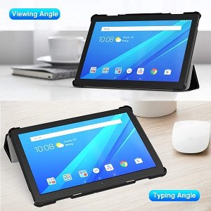 Lenovo Tab P10 10.1 inch Folio Leather Cover Smart Magnetic Soft Flexible Case (Black)