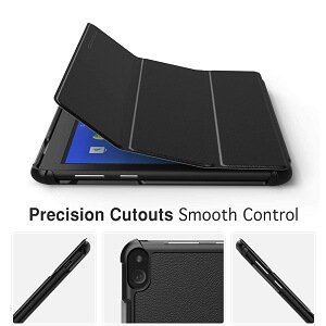 Lenovo Tab P10 10.1 inch Folio Leather Cover Smart Magnetic Soft Flexible Case (Black)