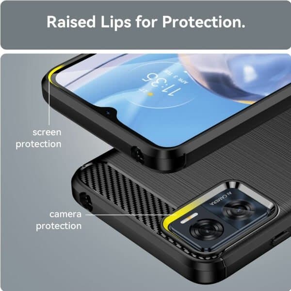 Motorola Moto E22i Case Shockproof Heavy Duty Rugged Anti Knock Back Cover (Black)