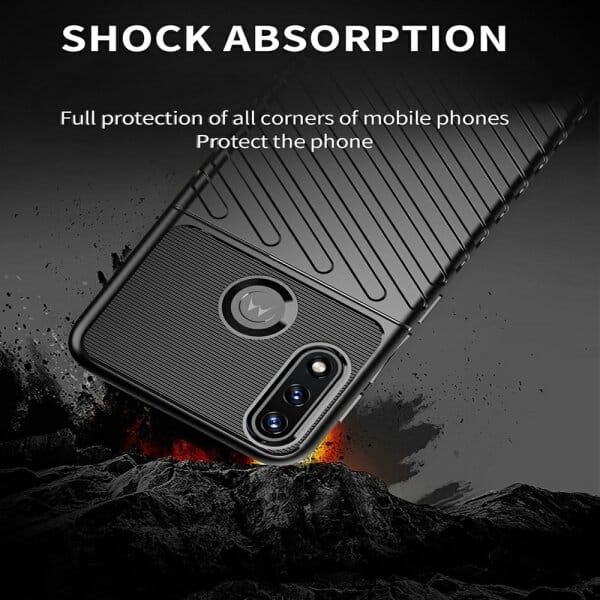 Motorola Moto E7 Power Case Shockproof Absorption Anti Scratch Heavy Duty Durable Drop Protection Phone Cover (Black)