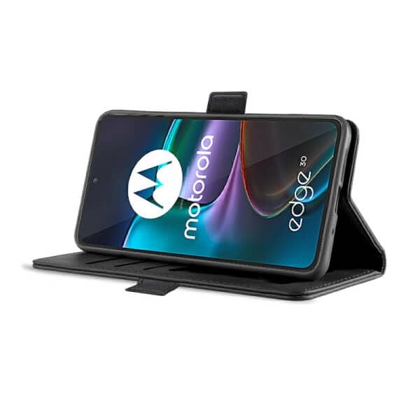 Motorola Moto Edge 30 5G SupRShield Wallet Leather Card Holder Flip Protective Shockproof Magnetic Case Cover (Black)