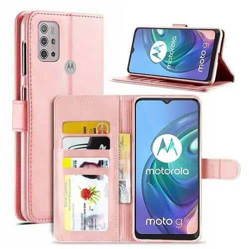Motorola Moto G10 Genuine SupRShield Wallet Leather Flip Stand Case Cover (Rose Gold)