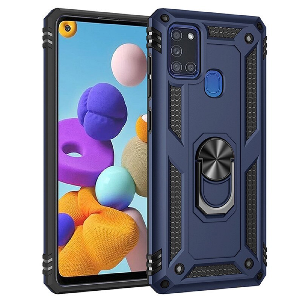 For Samsung Galaxy A21S Shockproof Case Magnetic Car Mount Ring Cover