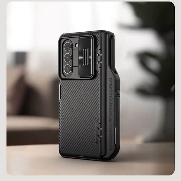Nillkin CamShield Samsung Galaxy Z Fold 5 5G Slide Camera Back Protective 360° Fiber Cover Kickstand (Black)