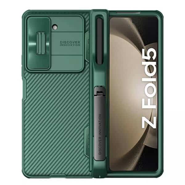 Nillkin CamShield Samsung Galaxy Z Fold 5 Fold4 5G Slide Camera Back Protective 360° Fiber Cover Kickstand (Green)