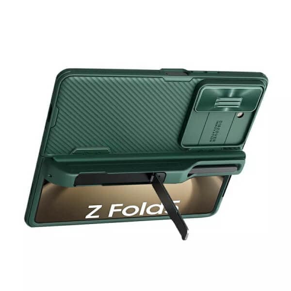 Nillkin CamShield Samsung Galaxy Z Fold 5 Fold4 5G Slide Camera Back Protective 360° Fiber Cover Kickstand (Green)