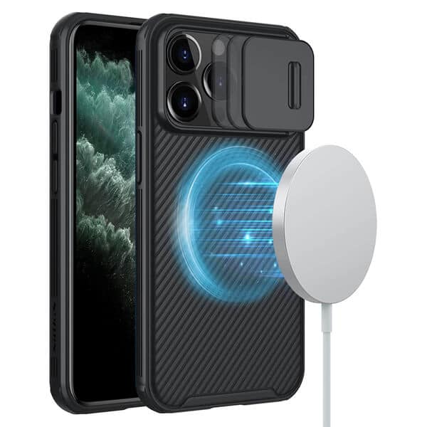 Nillkin For Apple iPhone 11 Pro Max Case [Support Magsafe Charger] CamShield With Camera Protection Case Slim Magnetic Shockproof Heavy Duty Cover (Black)