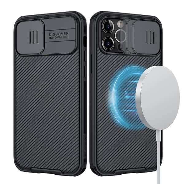 Nillkin For Apple iPhone 1212 Pro Case [Support Magsafe Charger] CamShield With Camera Protection Case Slim Magnetic Shockproof Heavy Duty Cover (Black)