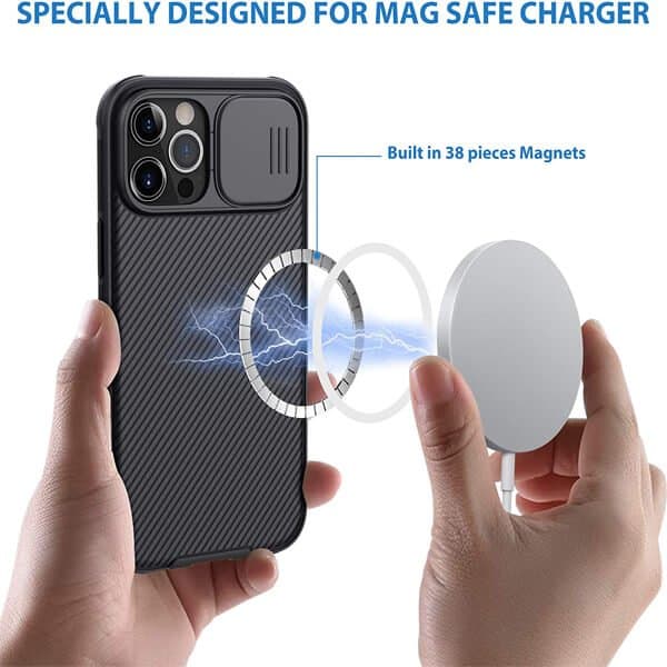 Nillkin For Apple iPhone 1212 Pro Case [Support Magsafe Charger] CamShield With Camera Protection Case Slim Magnetic Shockproof Heavy Duty Cover (Black)